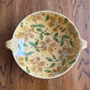 Vietri Italy Pottery Serving Bowl With Flowers-Leaf's Hand-Painted Pottery